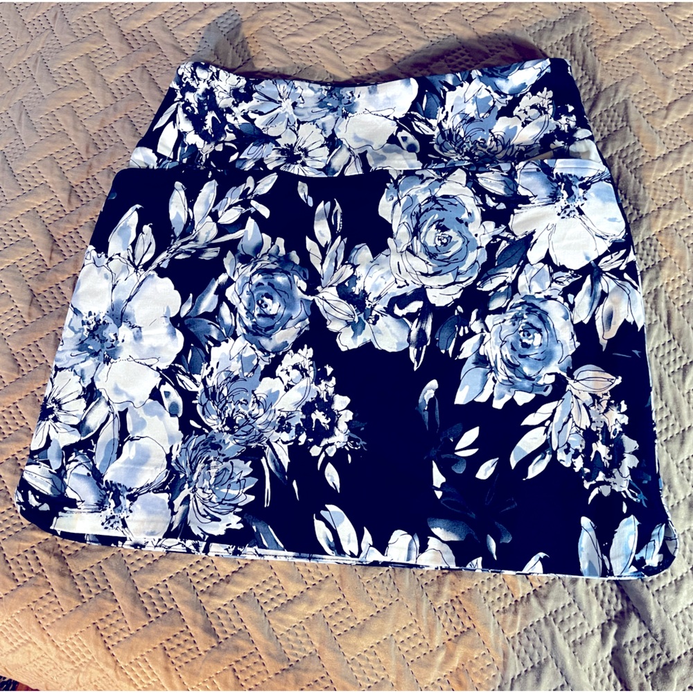 Floral navy white and light blue mini skort Worn once.